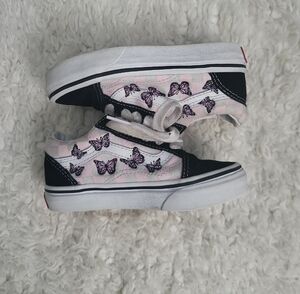 Vans Kids Sneakers - Black, Pink, and White Butterfly Design